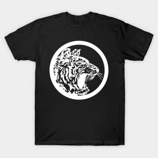 White Circle Tiger Head T-Shirt